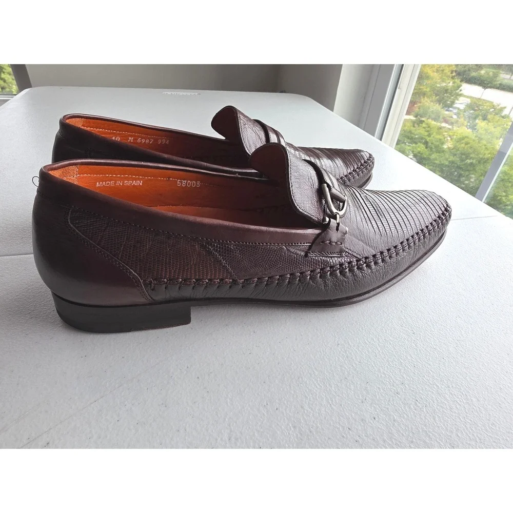 Mezlan Genuine Lizard Leather Loafers Brown Made in Spain 10M Slip-on Shoes